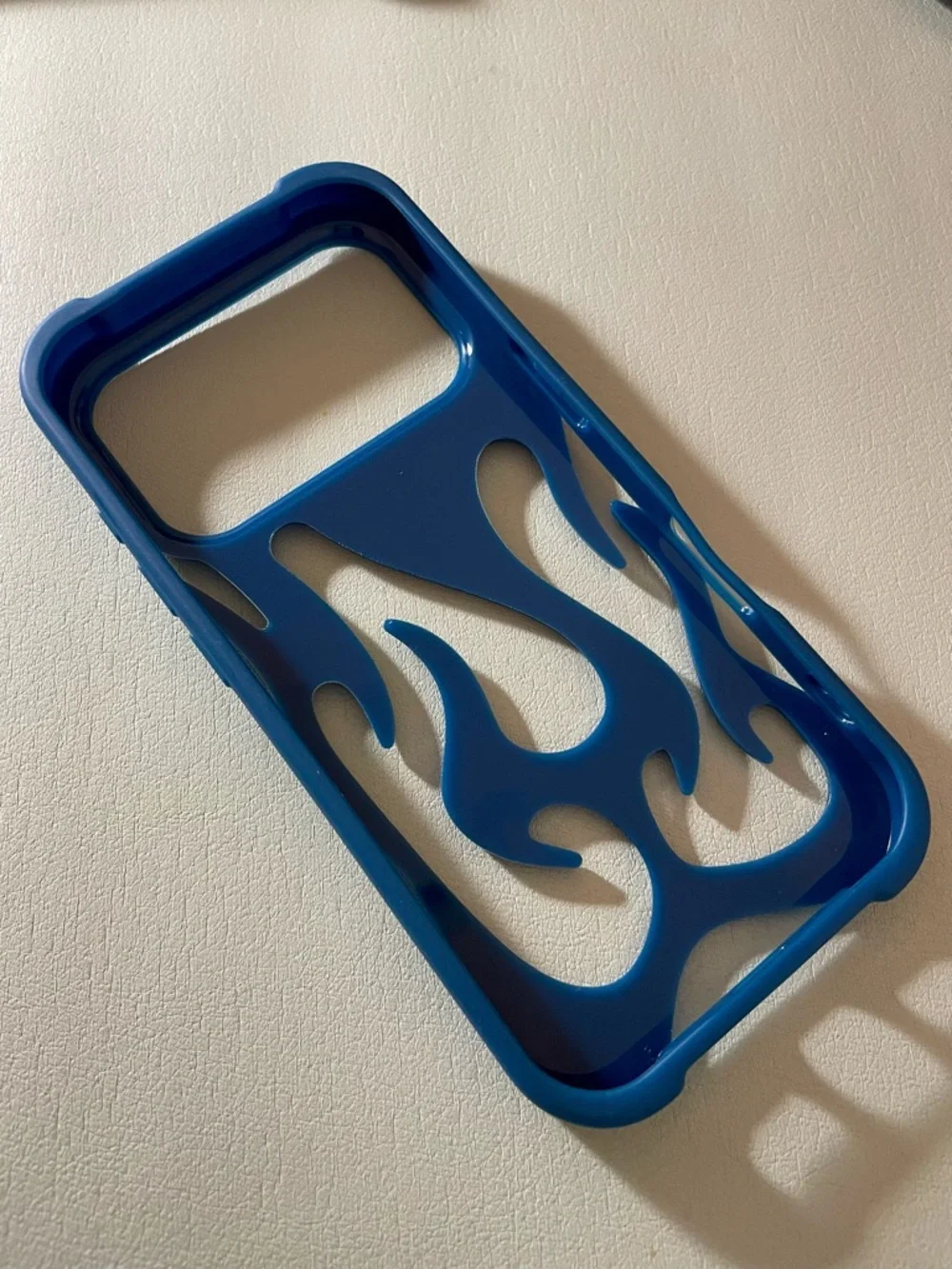 NWT iPhone 17 Pro 3D Flame Fire Cutout Phone Case Blue Matte